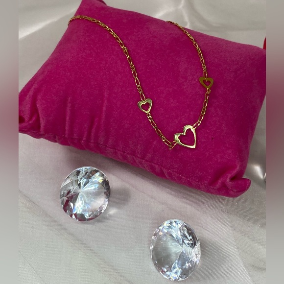 14K YELLOW GOLD heart anklet MADE IN ITALY REAL GOLD ❤️ - Picture 5 of 10